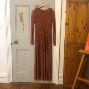Free People hello goodbye Smocked Mesh Floral maxi dress
